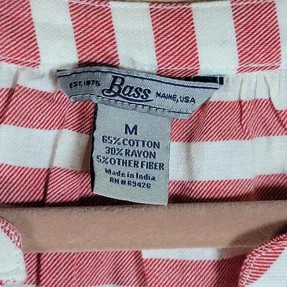 Bass 2 Pack Red Blue Plaid and Stripes Peasant Tops Women Size M - Picture 4 of 8